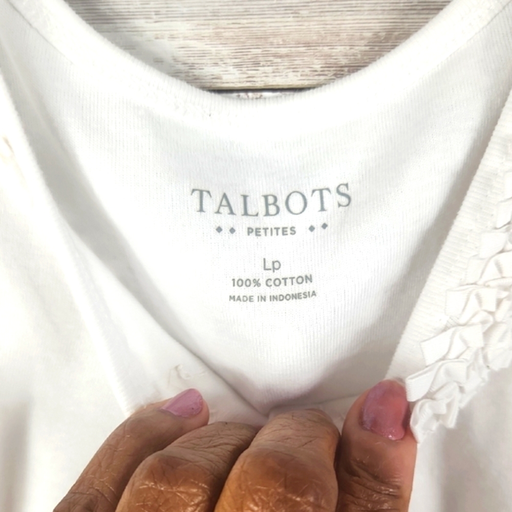 Talbots, White Sleeveless Tank Top, Classic, Sz Lp - Picture 2 of 6